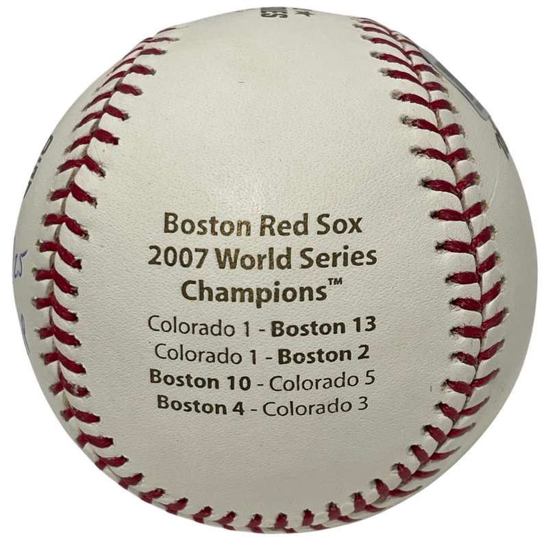 Mike Lowell Signed 2007 World Series LE Gold Baseball w WS MVP Beckett W BAS COA