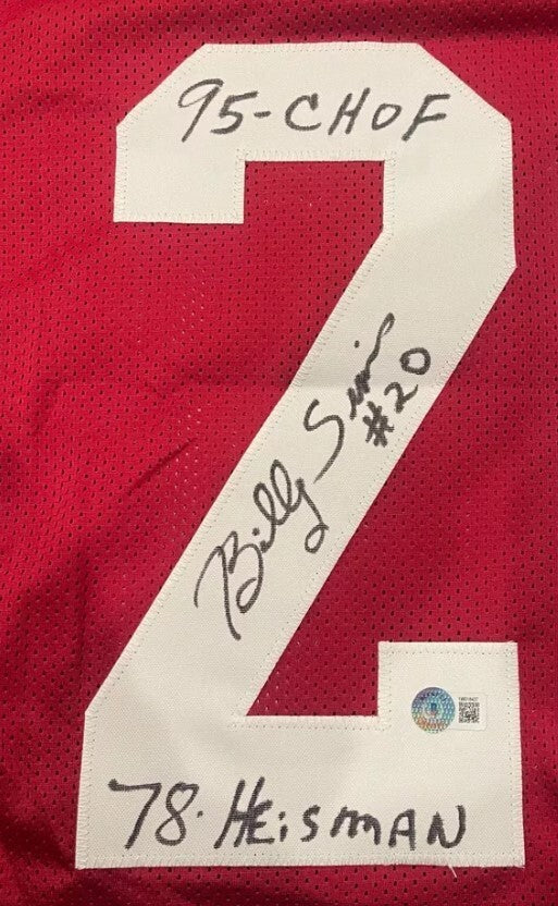 Billy Sims Signed Oklahoma Custom Jersey w/ Heisman + 3 Ins Beckett W BAS COA