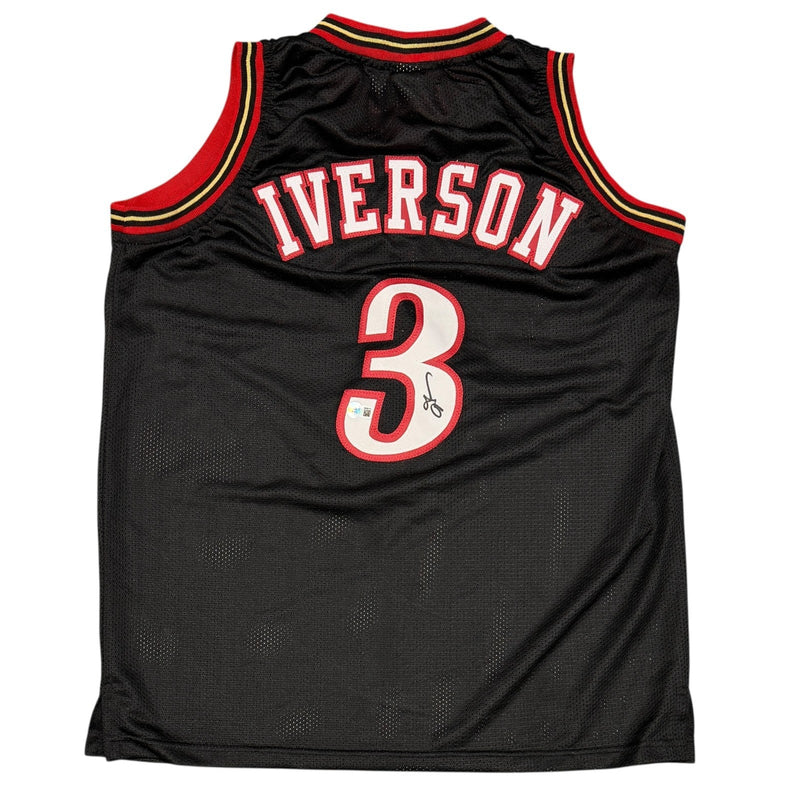 Allen Iverson Signed Philadelphia 76ers Custom Black Jersey Beckett Wit BAS COA