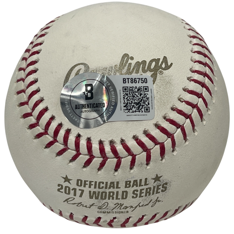 Chris Devenski Signed 2017 World Series Baseball w/ Devo Ins Beckett Wit BAS COA