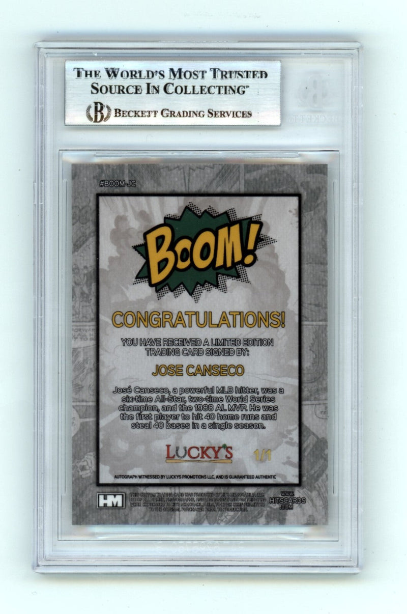Jose Canseco 2024 Hits Memorabilia BOOM Super #1/1 Signed BGS BAS Auto Athletics