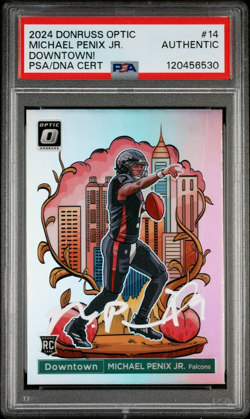 Michael Penix Jr. 2024 Donruss Optic Downtown #14 SP Rookie RC Signed PSA Auto