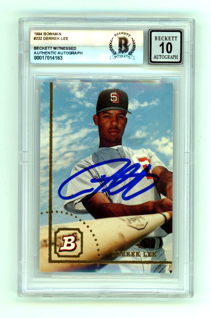 Derrek Lee 1994 Bowman #232 Rookie RC Signed Beckett Wit BAS BGS 10 Auto