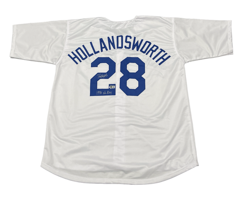 Todd Hollandsworth Signed LA Dodgers Custom Jersey w 96 NL ROY Beckett W BAS COA