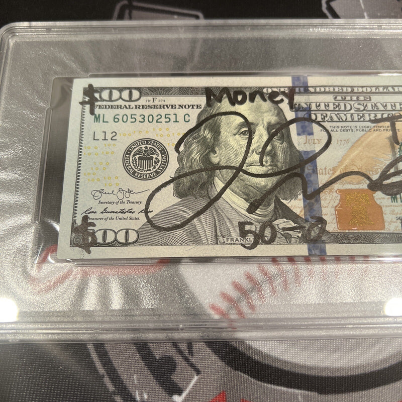 Floyd Mayweather Jr. Signed $100 Bill US Currency x4 Inscription PSA Auth Auto D
