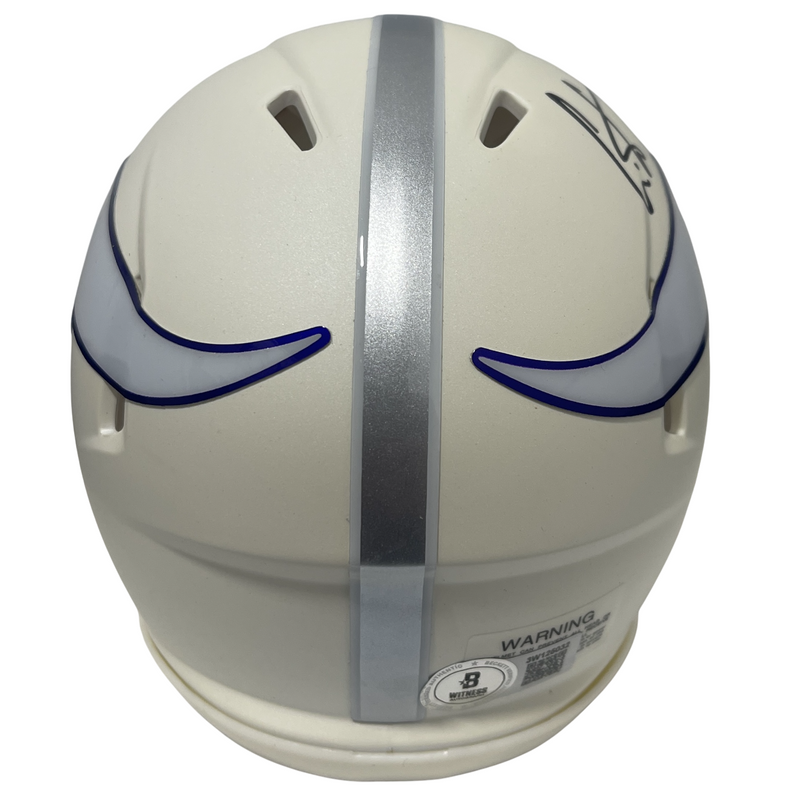 Cris Carter Signed Minnesota Vikings Alt White Mini Helmet Beckett Wit. BAS COA