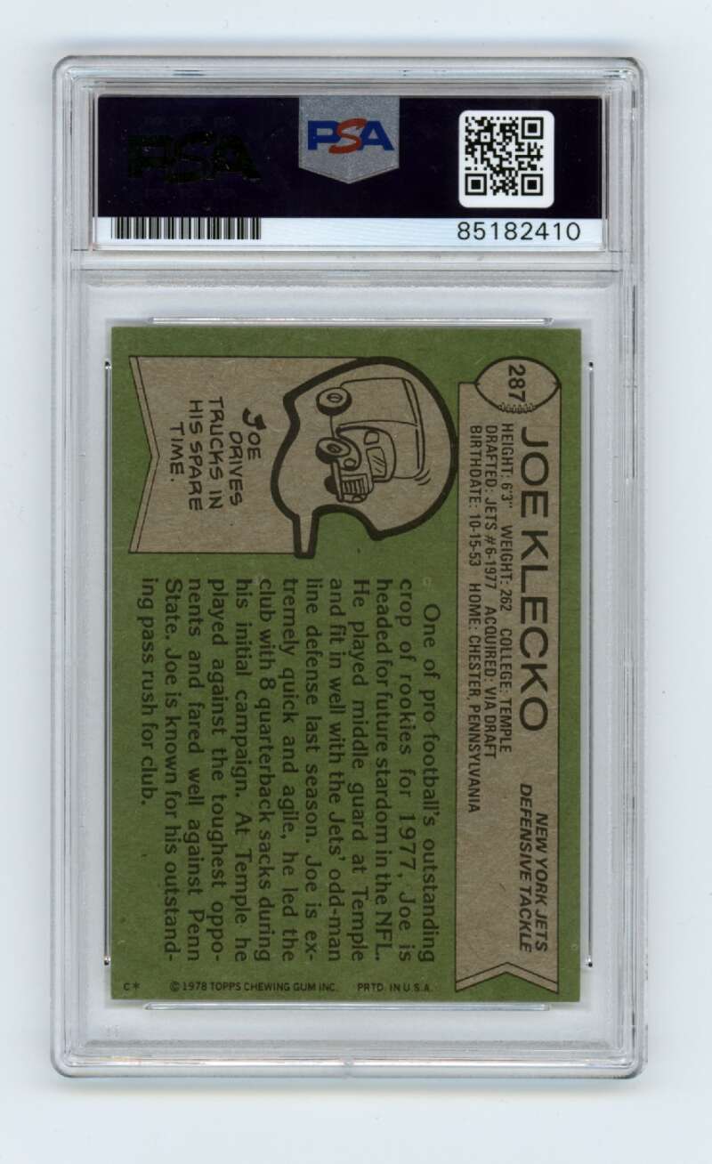 Joe Klecko 1978 Topps 287 Rookie RC w/ HOF 23 Ins Signed PSA Authentic Auto Jets