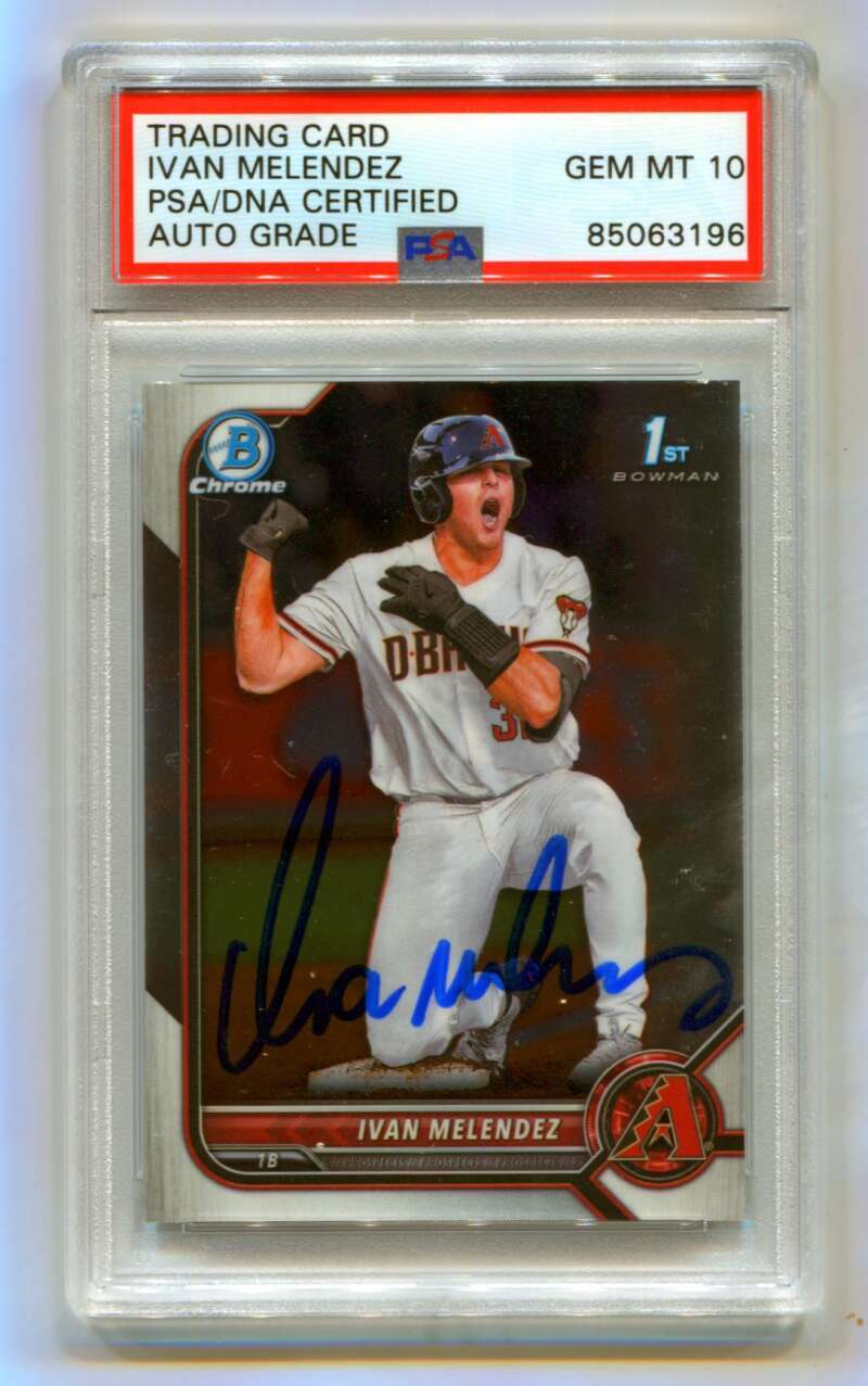 Ivan Melendez 2022 Bowman Chrome Draft 1st Prospect Signed PSA 10 Auto