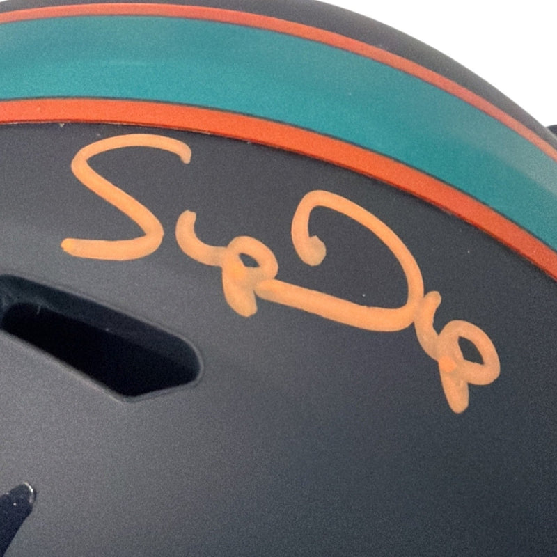 Mark Clayton & Mark Duper Dual Signed Dolphins Rivalries Mini Helmet JSA Wit COA