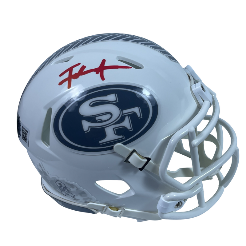 Frank Gore Signed SF 49ers Salute 24 Mini Helmet Beckett Witness BAS COA