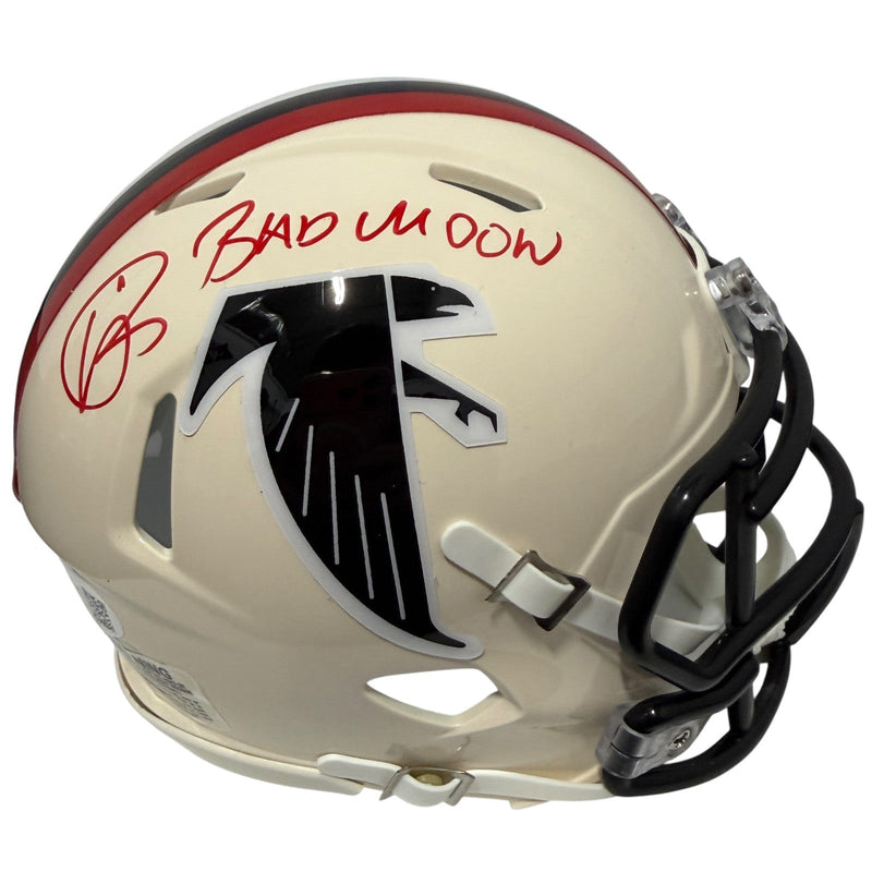 Andre Rison Signed Falcons Retro Mini Helmet w/ Bad Moon JSA Witness COA