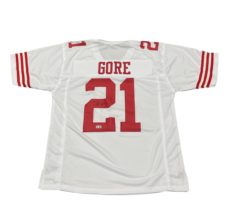 Frank Gore Signed San Francisco 49ers Custom White Jersey Beckett BAS COA