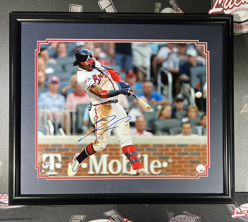 Ronald Acuna Jr Signed Framed 16x20 Photo Post Season Beckett BAS COA
