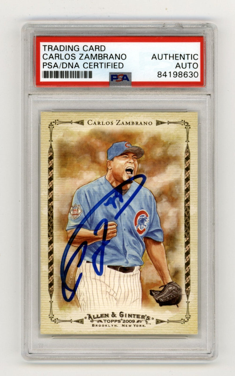 Carlos Zambrano 2009 Topps Allen & Ginter Baseball Highlight Signed PSA Auto Cub