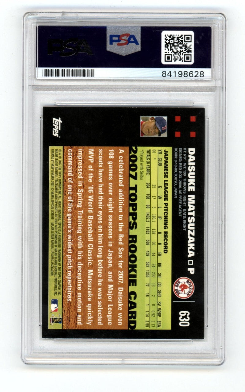 Daisuke Matsuzaka 2007 Topps 630 Japanese Variation RC Signed PSA Authentic Auto