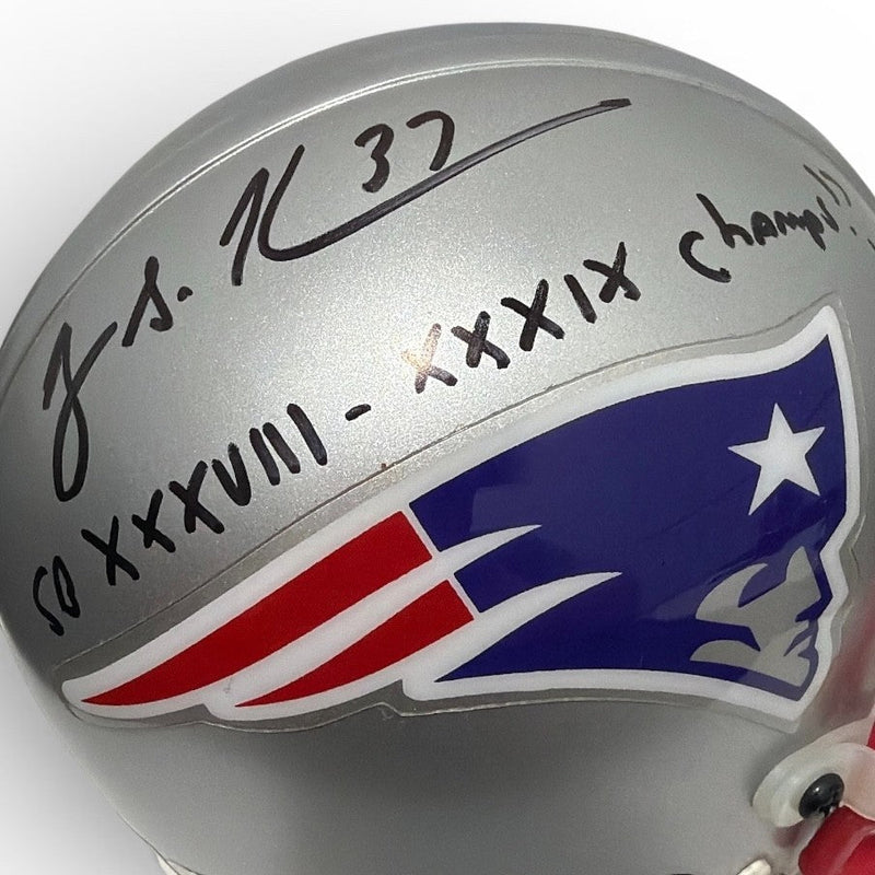 Rodney Harrison Signed Patriots VSR4 Mini Helmet w/ SB Champs Beckett W BAS COA