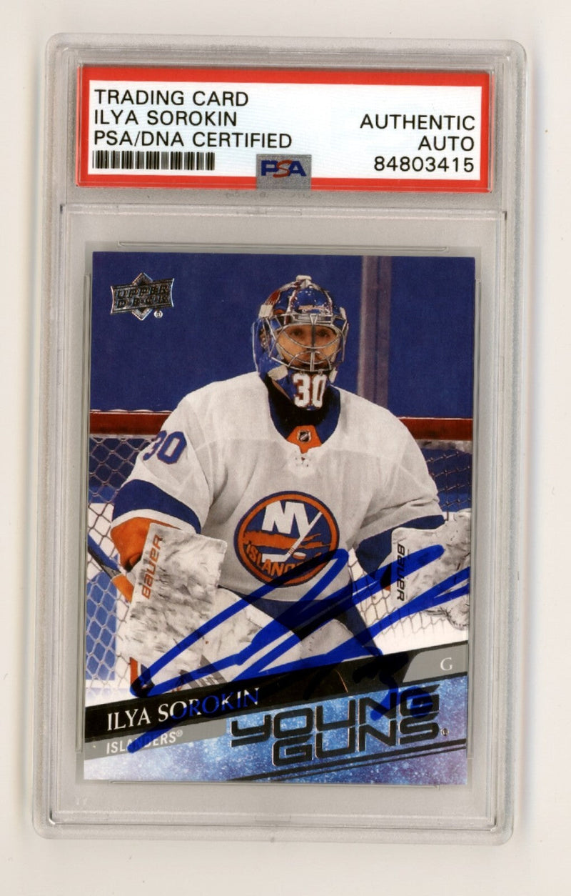 Ilya Sorokin 2020-21 Upper Deck Young Guns #461 Rookie RC Signed PSA Auto