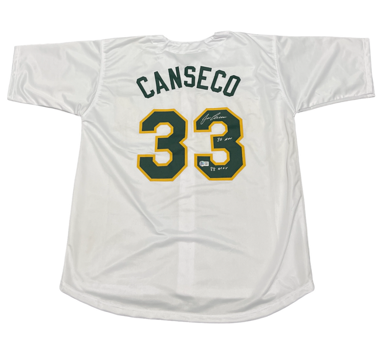 Jose Canseco Signed Oakland Athletics Custom Jersey w/ 2 Insc Beckett W BAS COA