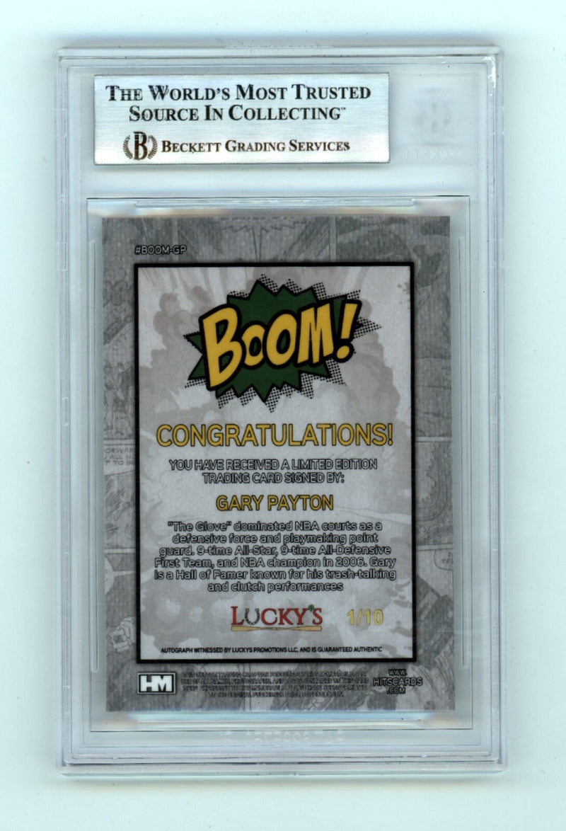 Gary Payton 2024 Hits Memorabilia BOOM Gold #/10 Signed BGS BAS Auto Sonics