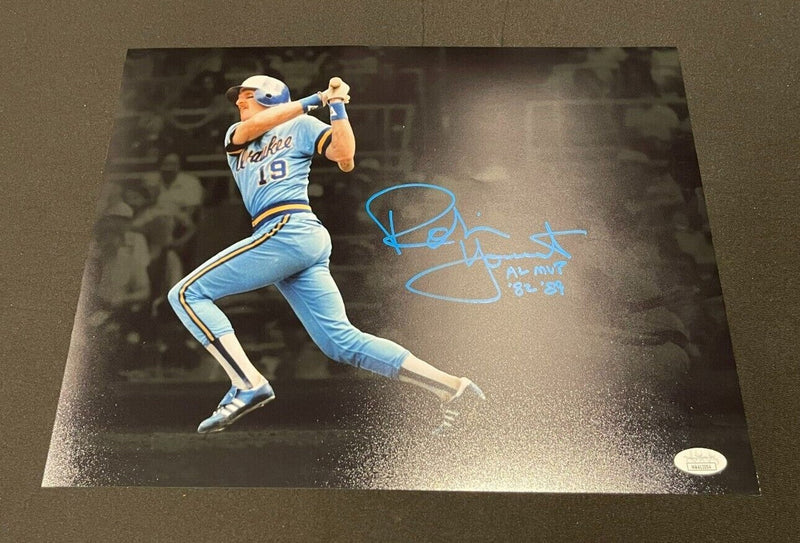 Robin Yount Signed Milwaukee Brewers 11x14 Photo w/ AL MVP 82-89 JSA WIT COA