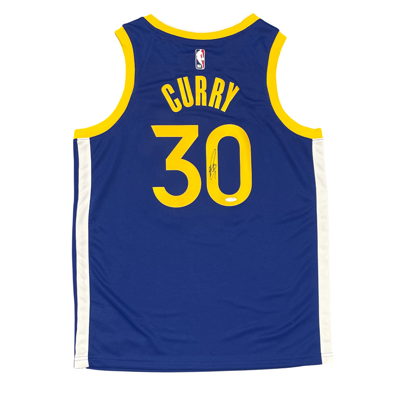 Stephen Curry Signed GS Warriors Nike Swingman Blue Jersey Upper Deck UDA COA