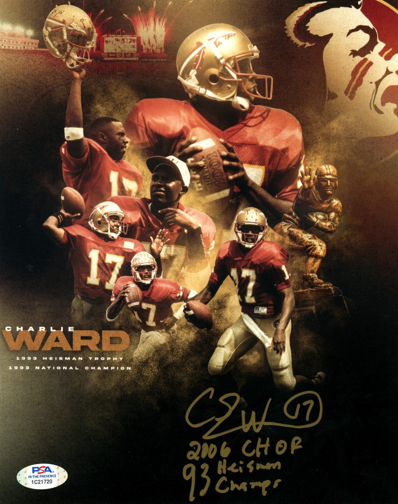 Charlie Ward Signed FSU 8x10 Photo Edit 2006 CHOF 93 Heisman Champs PSA COA #3