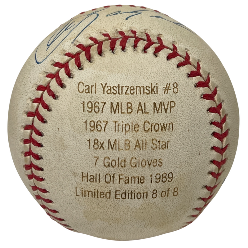 Carl Yastrzemski Signed  American League Engraved Stat Baseball LE 8/8 JSA COA