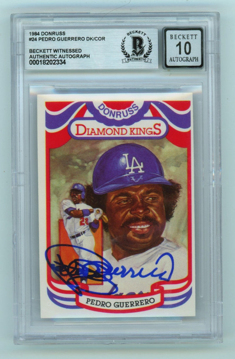 Pedro Guerrero 1984 Donruss Diamond Kings #24 Signed Beckett BGS 10 Auto Dodgers