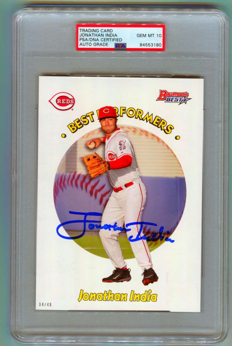 Jonathan India 2018 Bowman's Best Performers 5x7 #/49 Signed PSA 10 Auto RC