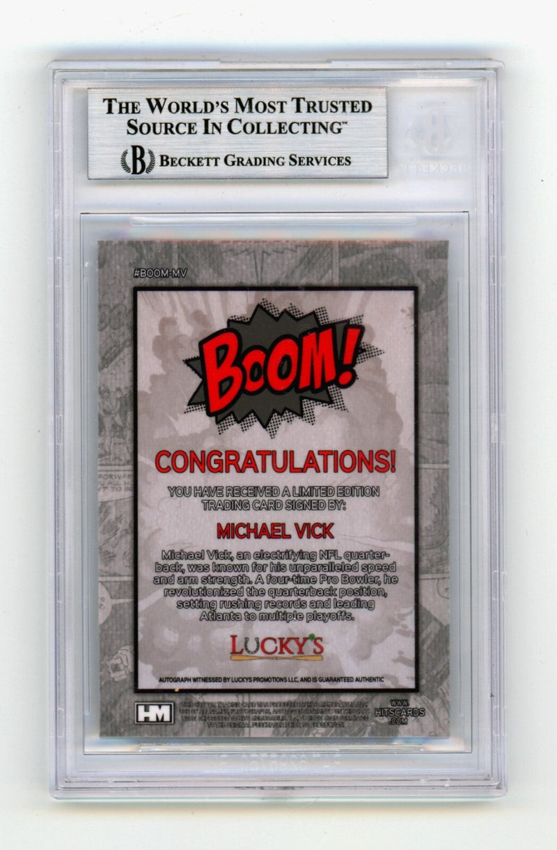 Michael Vick 2024 Hits Memorabilia BOOM Silver Signed BGS BAS Auto Atlanta