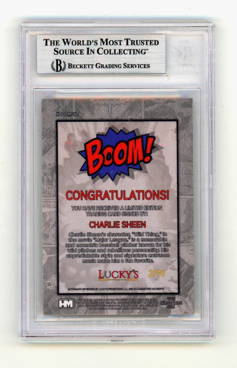 Charlie Sheen 2024 Hits Memorabilia BOOM Gold /10 Signed BGS BAS Auto Wild Thing