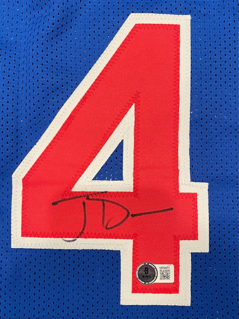 Joe Dumars Signed Detroit Pistons Custom Jersey Beckett Witness BAS COA