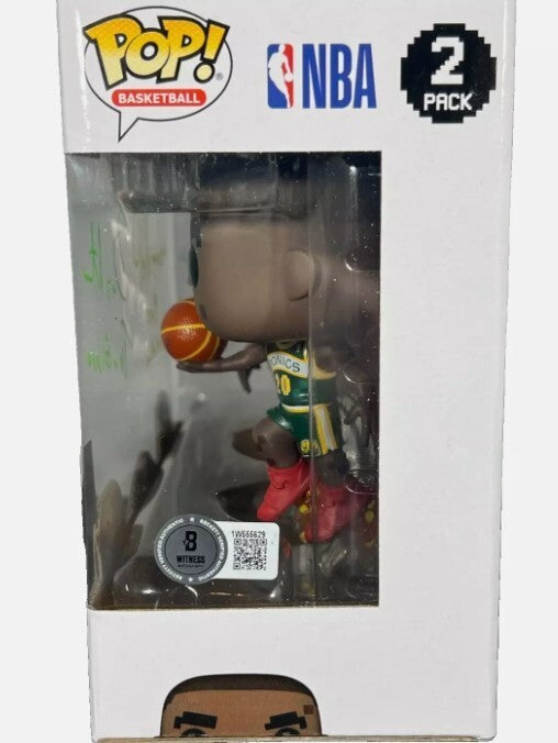 Gary Payton & Shawn Kemp Signed Auto NBA JAM Funko Pop w/ Ins Beckett W BAS COA