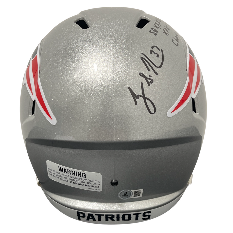 Rodney Harrison Signed Patriots Speed FS Full Size Helmet 2x Ins Beckett BAS COA