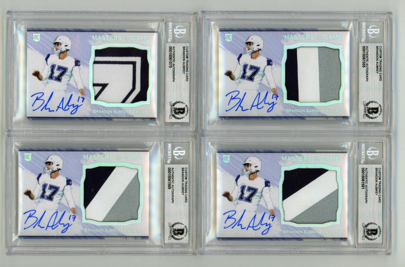 Brandon Aubrey 2023 Hits Memorabilia Silver H RPA Patch Auto RC #/17 BGS BAS