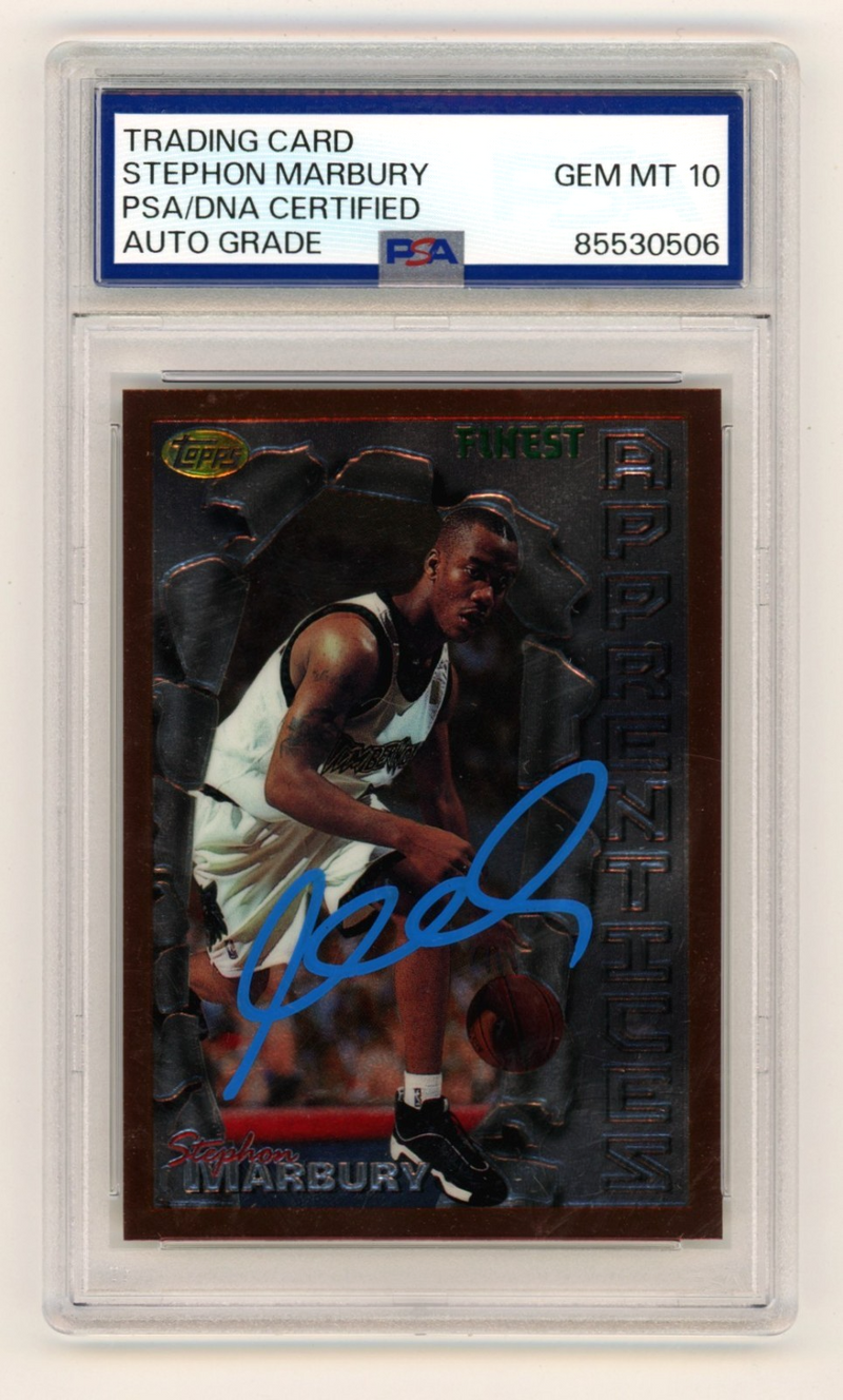 Stephon Marbury 1996-97 Topps Finest #62 Signed Rookie RC PSA 10 Auto Minnesota