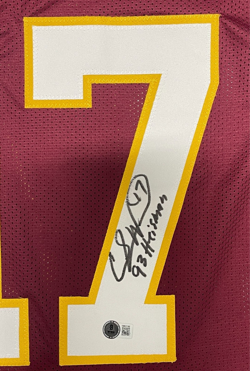 Charlie Ward Signed Florida State Custom Jersey w/ 93 Heisman Beckett W BAS COA