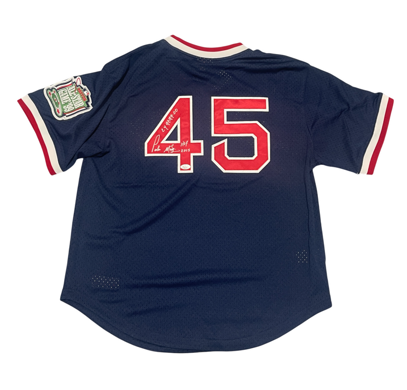 Pedro Martinez Signed Auto M&N Authentic BP Red Sox Jersey HOF CY In JSA WIT COA