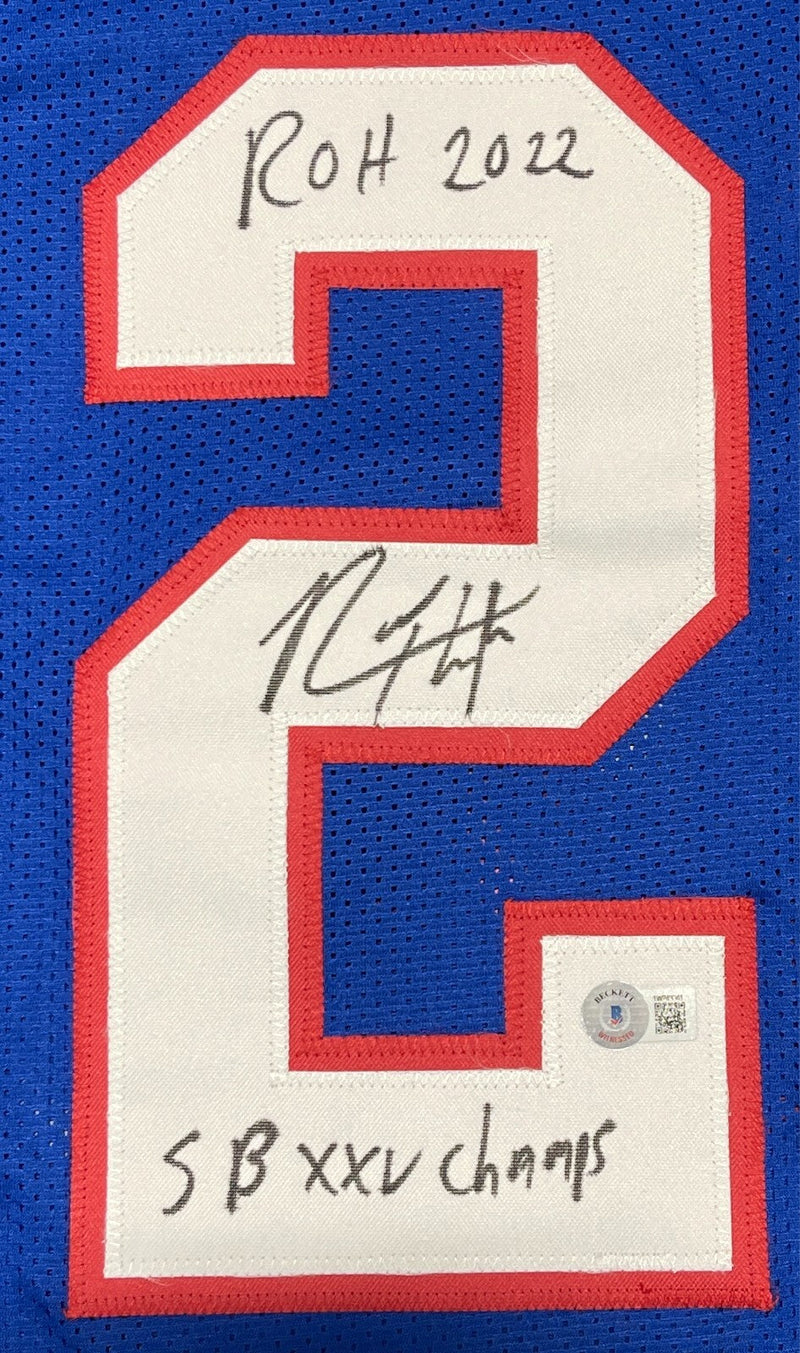 Rodney Hampton Signed NY Giants Custom Jersey w/ SB ROH Beckett Wit BAS COA