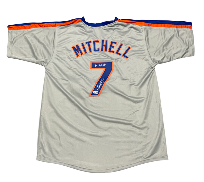 Kevin Mitchell Signed Auto New York Mets Custom Jersey w/ 86 WSC Beckett BAS COA