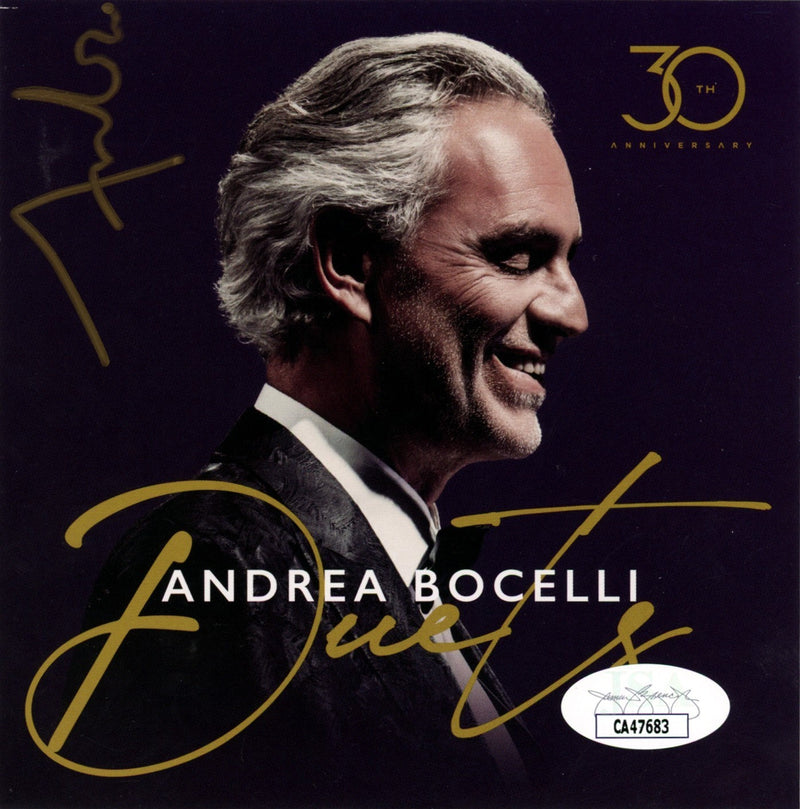 Andrea Bocelli Signed Autographed 30th Anniversary Duets 4x6 CD Insert JSA COA