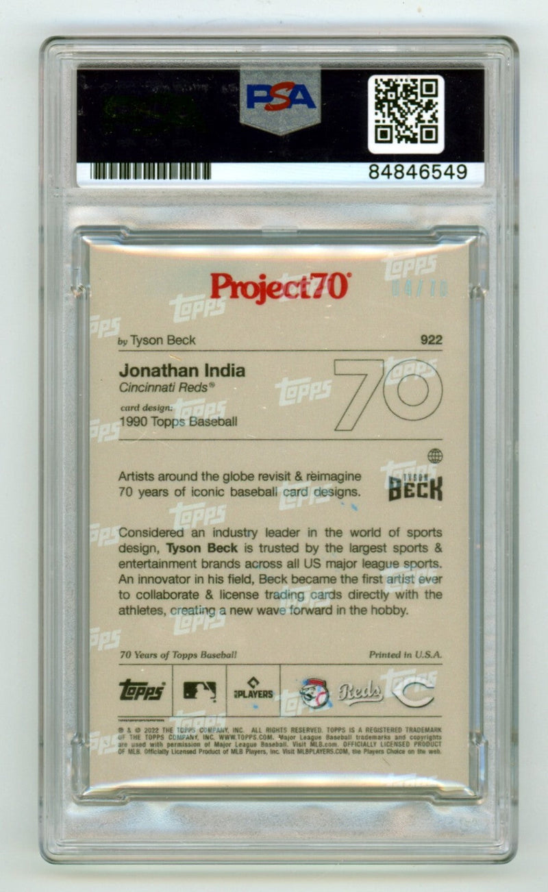 Jonathan India 2022 Topps Project 70 Foil #922 21 NL ROY /70 Signed PSA 10 Auto