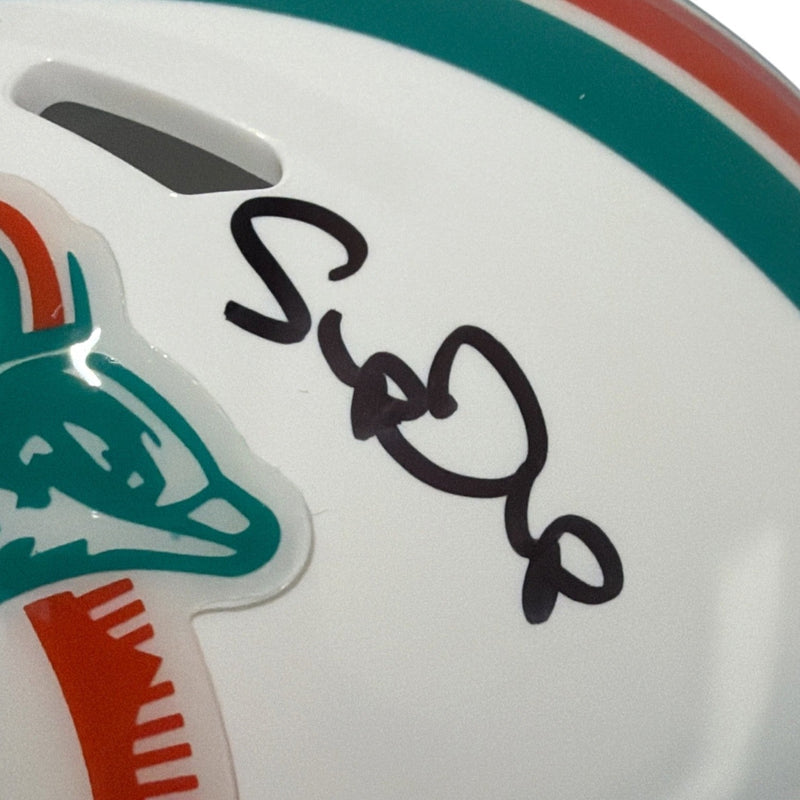 Mark Clayton & Mark Duper Dual Signed Dolphins TB Mini Helmet JSA Witness COA