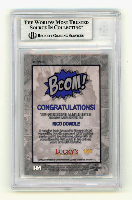 Rico Dowdle 2024 Hits Memorabilia BOOM Gold /10 Signed BGS BAS Auto Cowboys