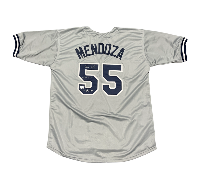 Ramiro Mendoza Signed Custom Yankees Jersey w/ WS Insc Beckett Witness BAS COA