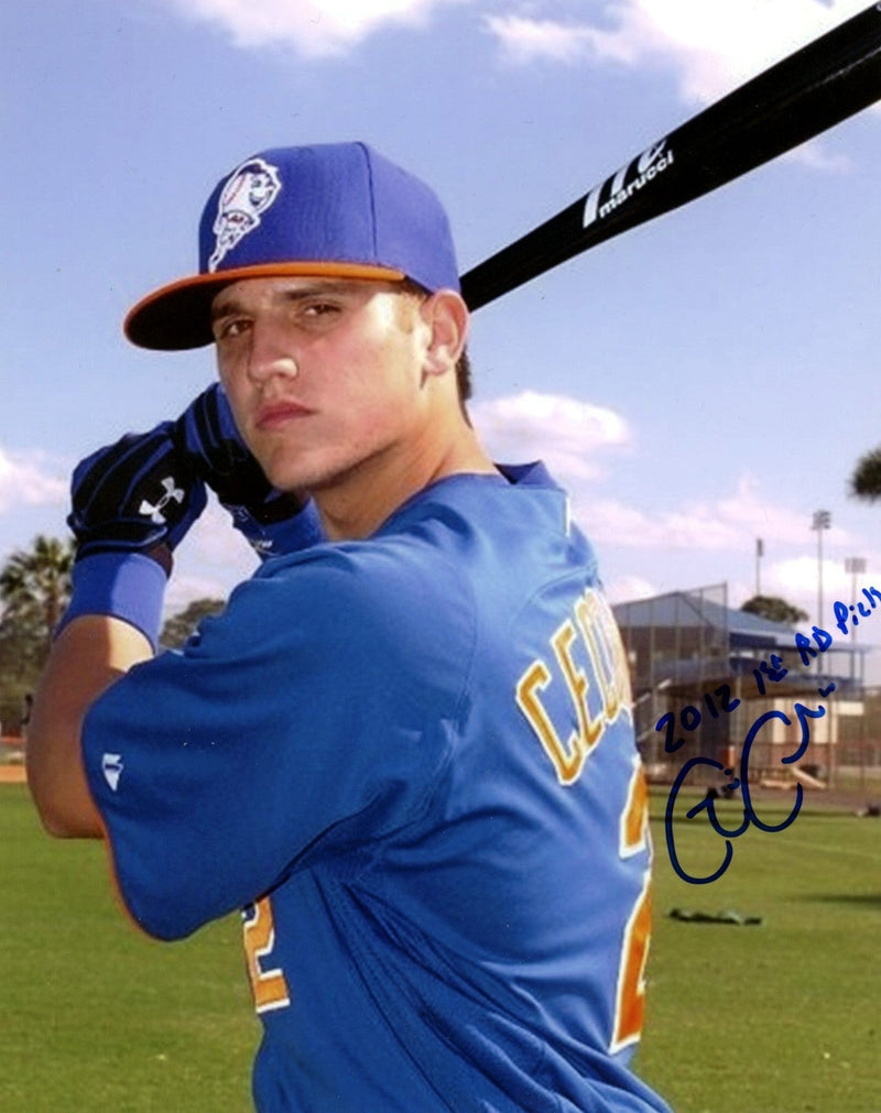 Gavin Cecchini Signed New York Mets 8x10 Photo w/ 2012 1st Rd Pick LSCM COA #3