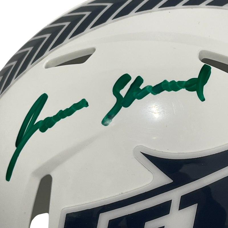 Jamien Sherwood Signed Jets Salute 24 Mini Helmet Take Flight Beckett W BAS COA