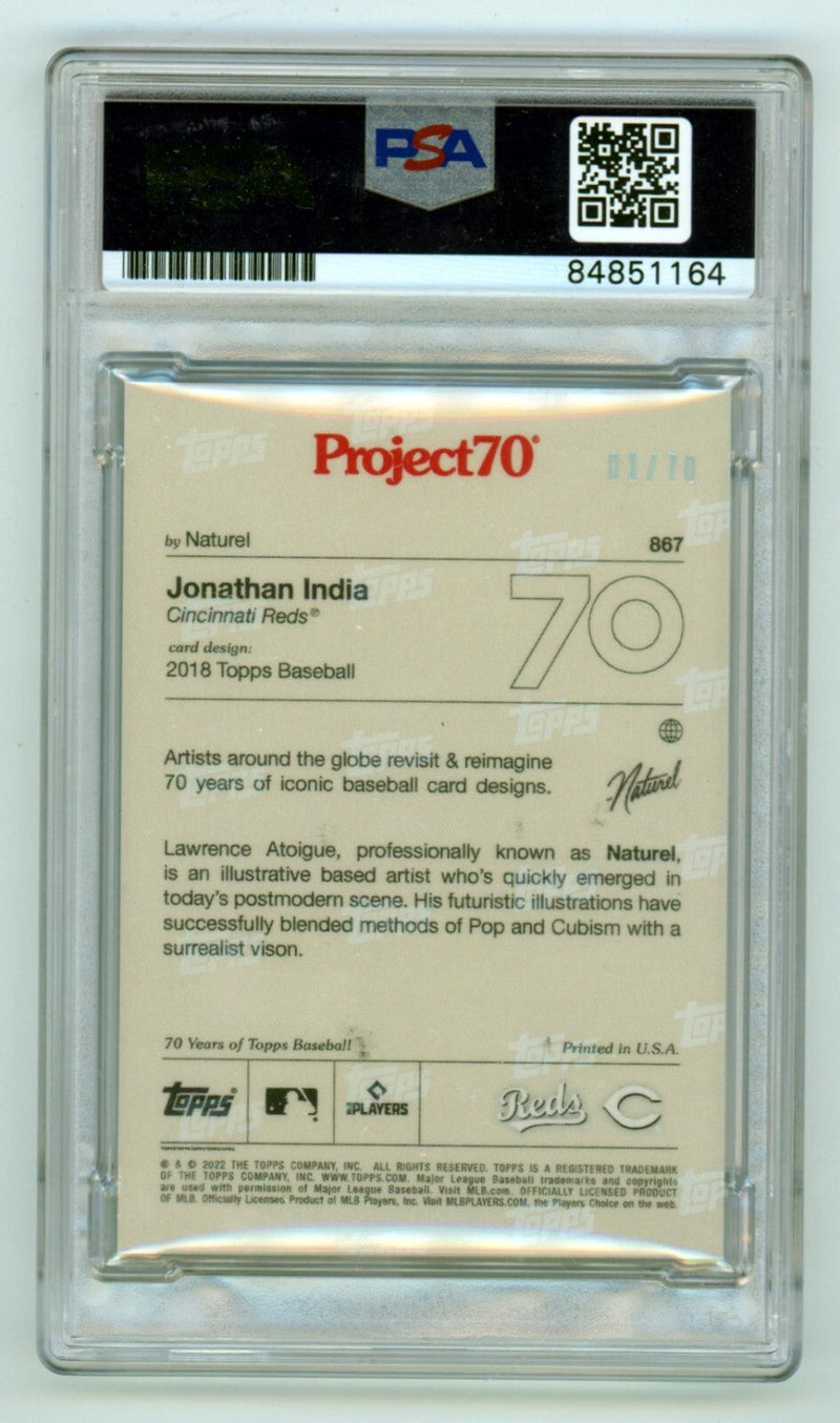 Jonathan India 2022 Topps Project 70 Foil #867 Signed Ins /70 PSA Authentic Auto