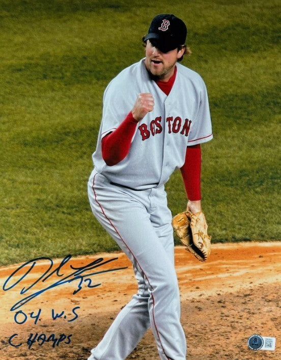 Derek Lowe Signed Boston Red Sox 11x14 Photo w/ 04 WS Champ Beckett BAS COA
