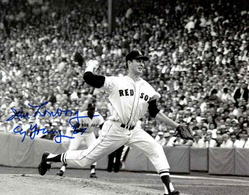 Jim Lonborg Signed Auto Boston Red Sox 8x10 B/W Photo w/ CY Young 67 LSCM COA